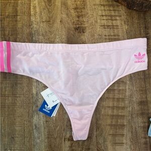 Adidas Light hot Pink Thong Underwear wide side thong stripes NWT
